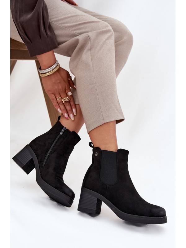 Women's ankle boots on heel lined black Zelia
