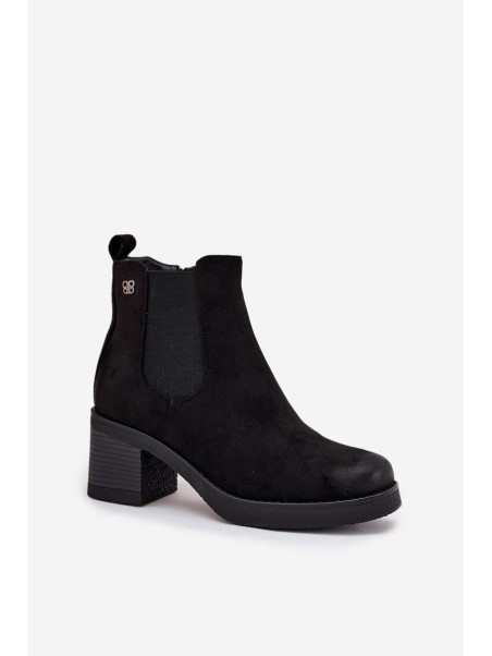 Women's ankle boots on heel lined black Zelia