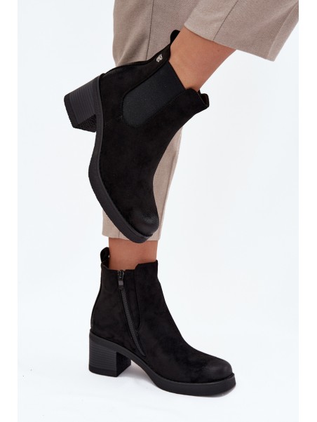 Women's ankle boots on heel lined black Zelia