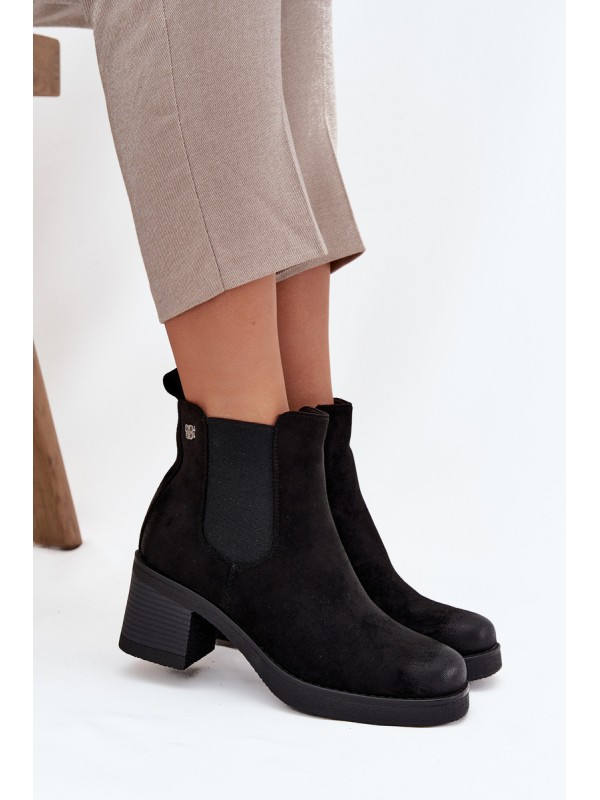 Women's ankle boots on heel lined black Zelia