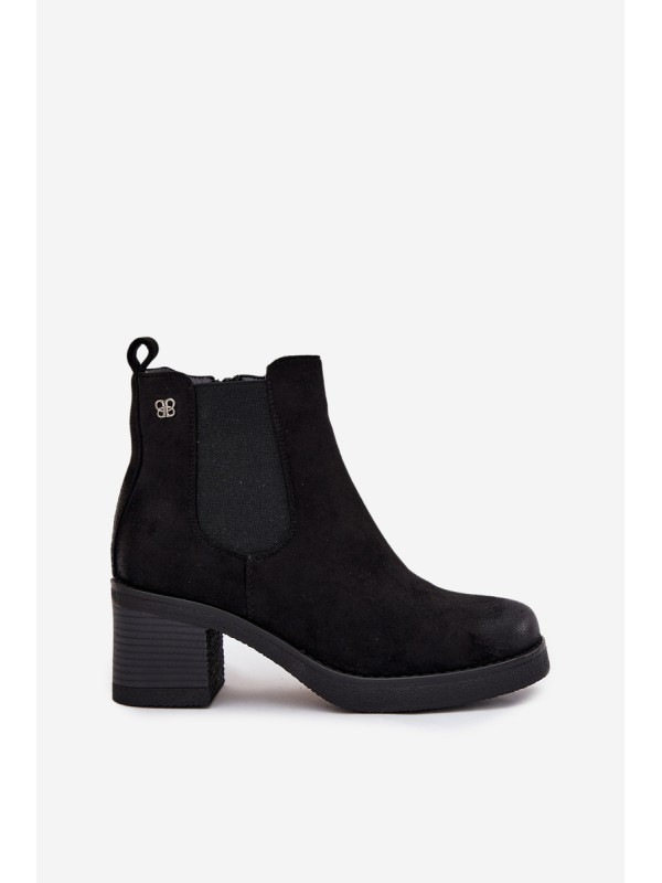 Women's ankle boots on heel lined black Zelia