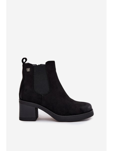 Women's ankle boots on heel lined black Zelia