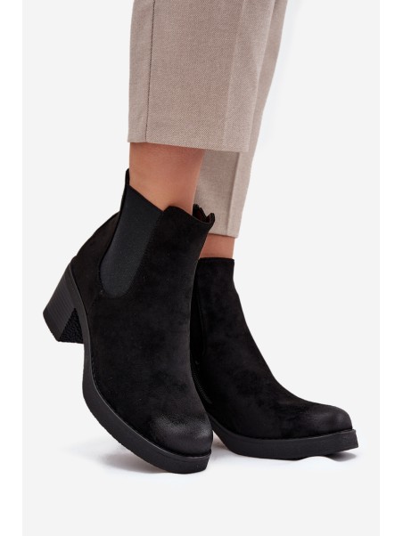 Women's ankle boots on heel lined black Zelia
