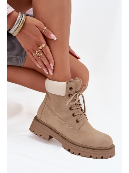 Women's Lace-up Boots Beige Norena