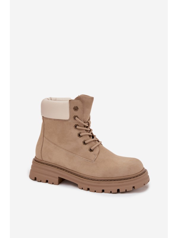 Women's Lace-up Boots Beige Norena