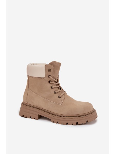 Women's Lace-up Boots Beige Norena