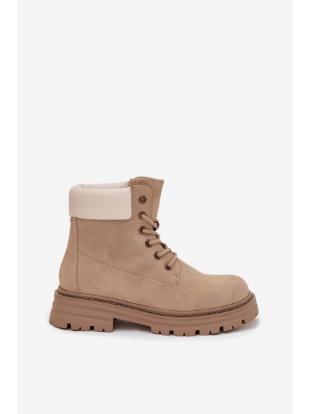 Women's Lace-up Boots Beige Norena