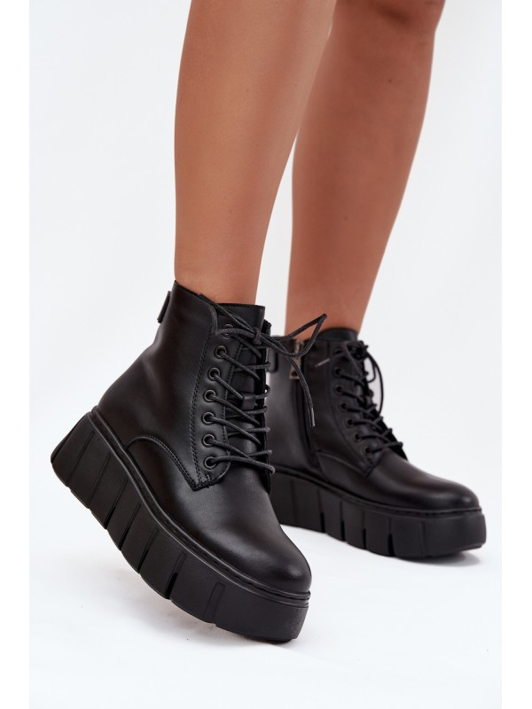 Leather Insulated Women's Boots on Platform Vinceza 66803 Black 2