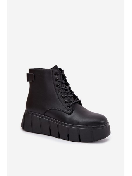Leather Insulated Women's Boots on Platform Vinceza 66803 Black