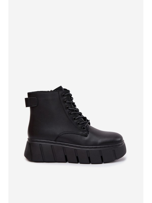 Leather Insulated Women's Boots on Platform Vinceza 66803 Black