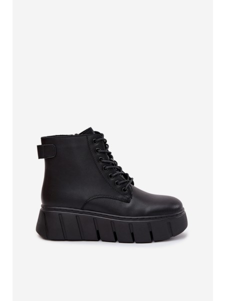 Leather Insulated Women's Boots on Platform Vinceza 66803 Black
