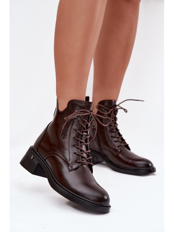 Insulated Women's Block Heel Ankle Boots Vinceza 58602 Chocolate