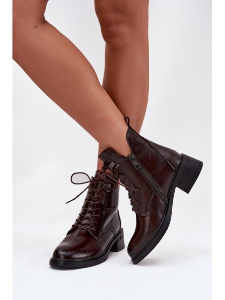 Insulated Women's Block Heel Ankle Boots Vinceza 58602 Chocolate