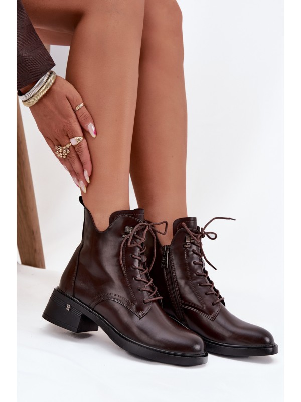 Insulated Women's Block Heel Ankle Boots Vinceza 58602 Chocolate