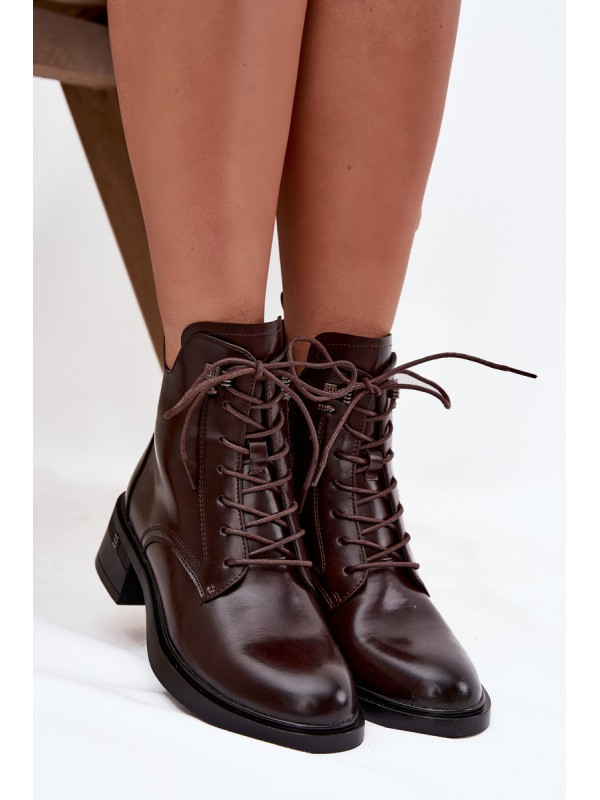 Insulated Women's Block Heel Ankle Boots Vinceza 58602 Chocolate