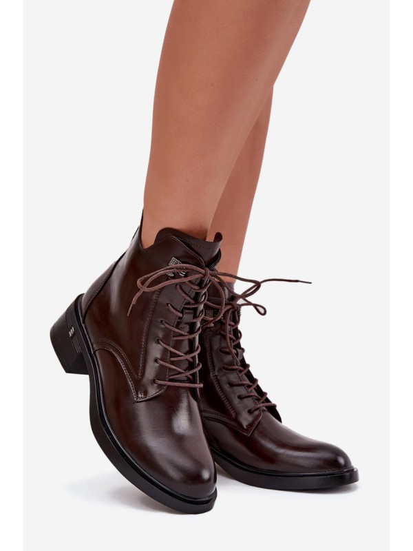 Insulated Women's Block Heel Ankle Boots Vinceza 58602 Chocolate