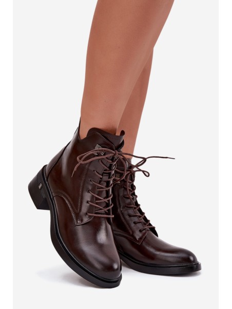 Insulated Women's Block Heel Ankle Boots Vinceza 58602 Chocolate
