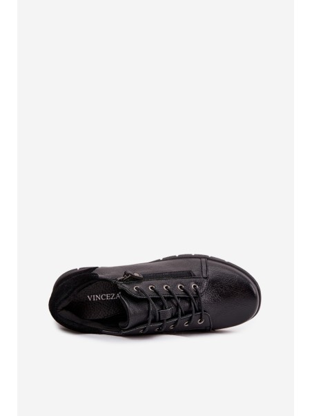 Leather Women's Platform Shoes Vinceza 39964 Black
