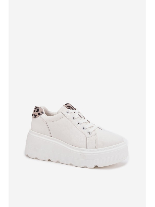 Leather Women's Sneakers on Platform Panterka Vinceza 89144 White