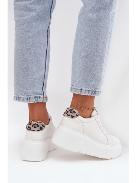 Leather Women's Sneakers on Platform Panterka Vinceza 89144 White
