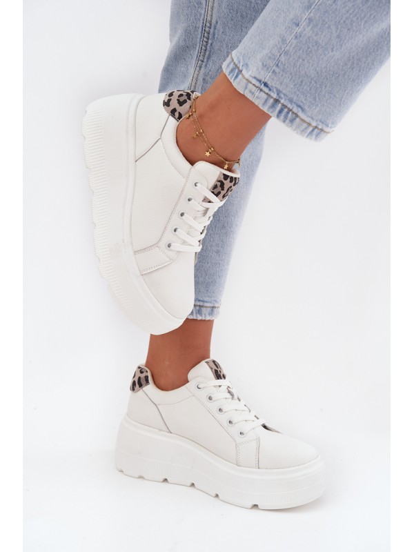 Leather Women's Sneakers on Platform Panterka Vinceza 89144 White