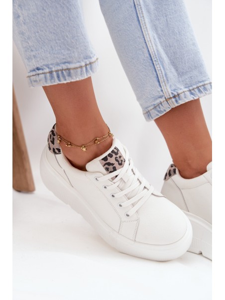 Leather Women's Sneakers on Platform Panterka Vinceza 89144 White