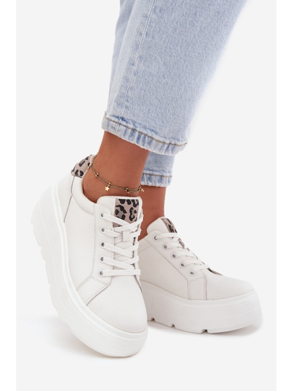 Leather Women's Sneakers on Platform Panterka Vinceza 89144 White