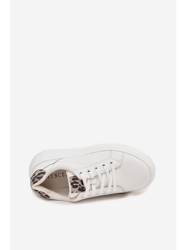 Leather Women's Sneakers on Platform Panterka Vinceza 89144 White