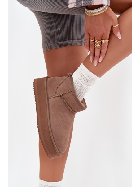 Suede Snow Boots for Women on Platform Vinceza 97962 Beige