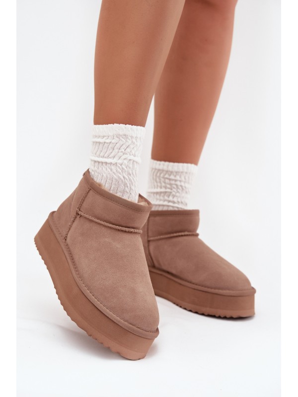 Suede Snow Boots for Women on Platform Vinceza 97962 Beige 2