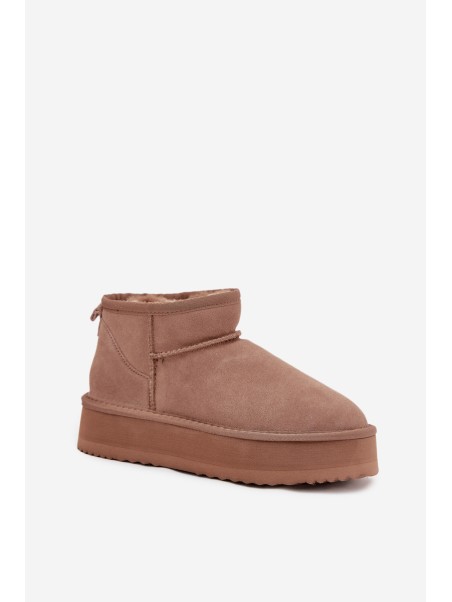 Suede Snow Boots for Women on Platform Vinceza 97962 Beige
