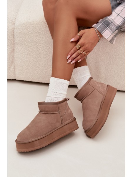 Suede Snow Boots for Women on Platform Vinceza 97962 Beige