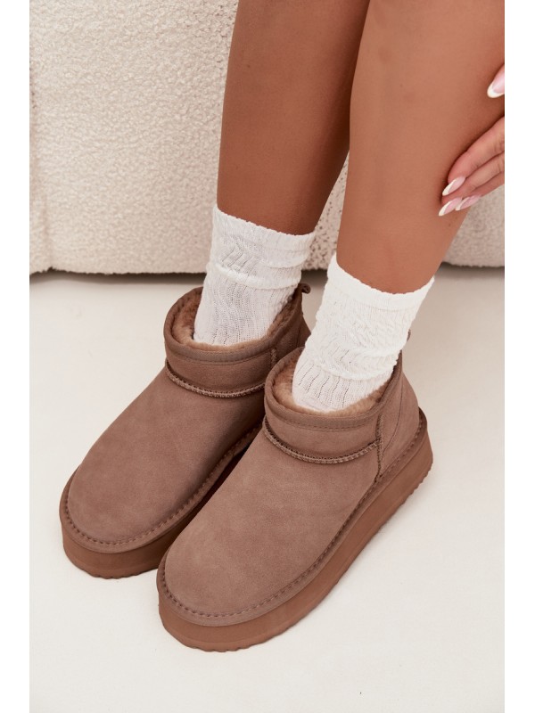 Suede Snow Boots for Women on Platform Vinceza 97962 Beige