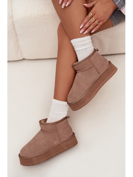 Suede Snow Boots for Women on Platform Vinceza 97962 Beige
