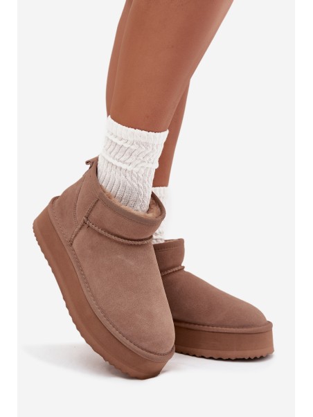 Suede Snow Boots for Women on Platform Vinceza 97962 Beige