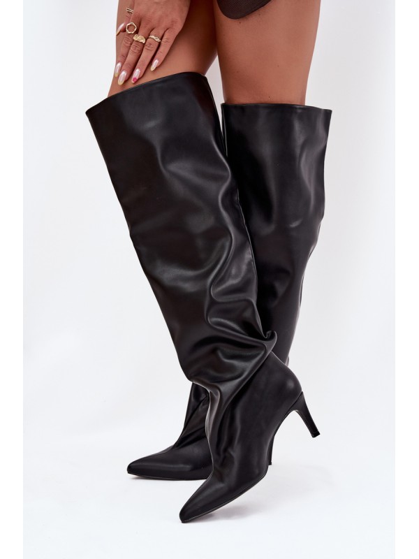 Women's High Heel Slip-On Boots Black Mavilla 2
