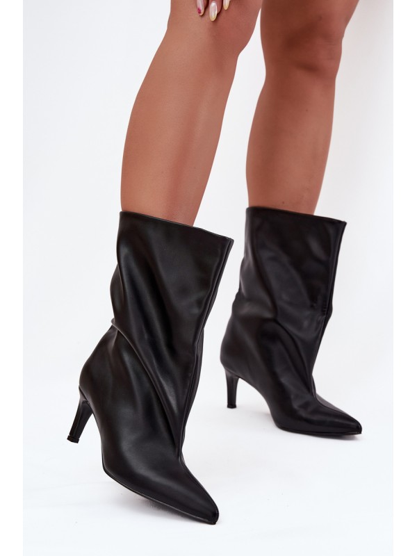 Slip-on women's ankle boots with high heel black Solvienne