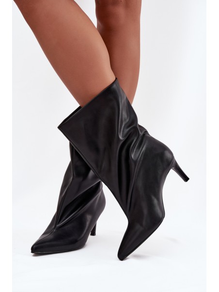 Slip-on women's ankle boots with high heel black Solvienne
