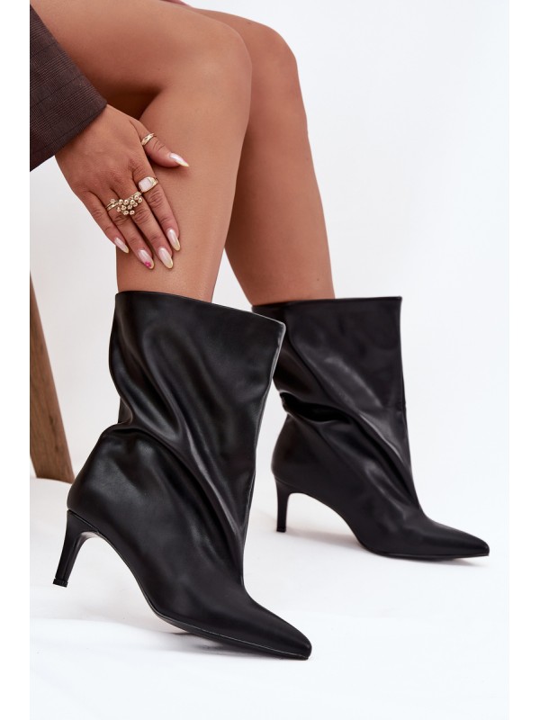 Slip-on women's ankle boots with high heel black Solvienne