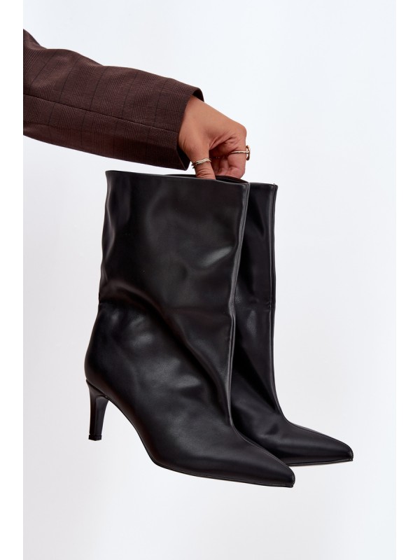 Slip-on women's ankle boots with high heel black Solvienne