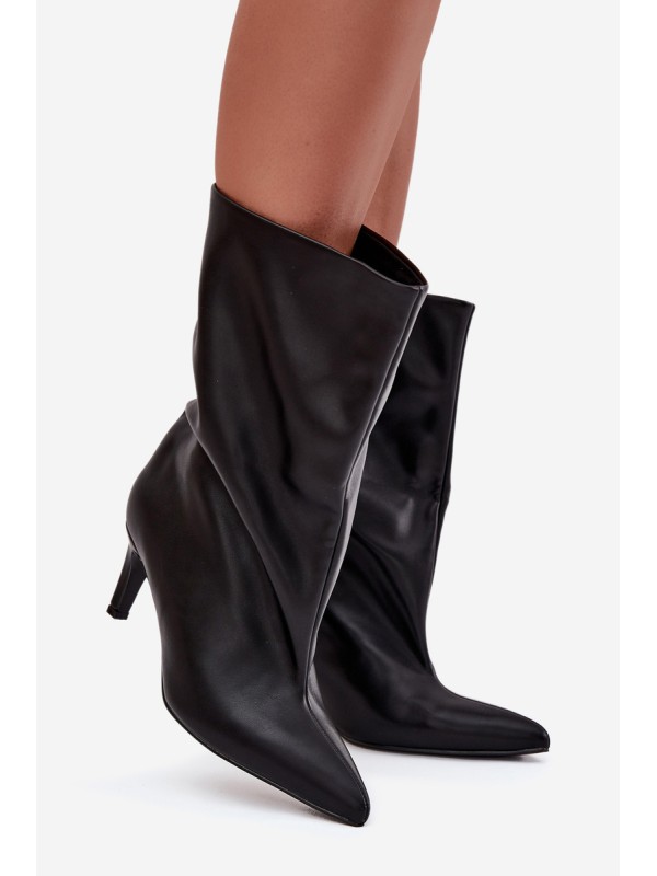 Slip-on women's ankle boots with high heel black Solvienne