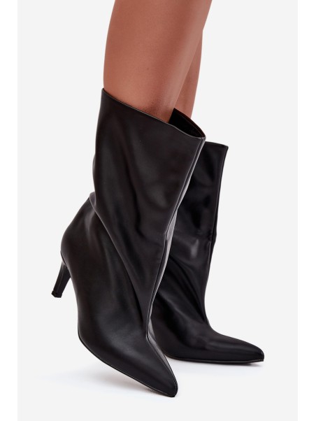 Slip-on women's ankle boots with high heel black Solvienne