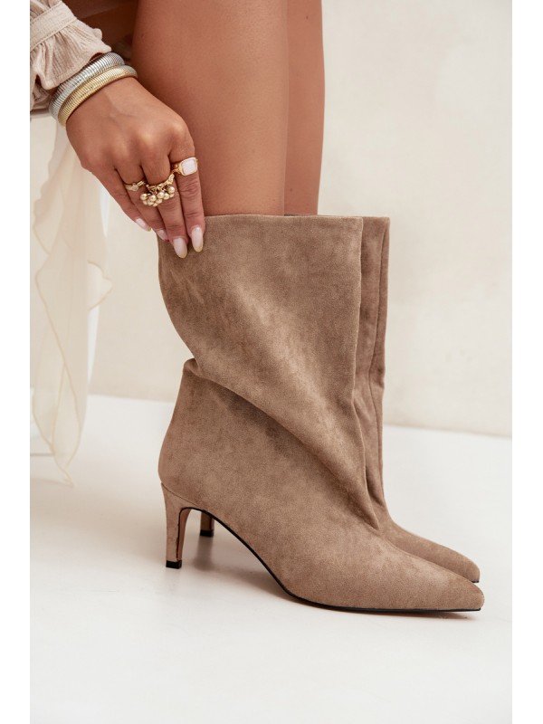 Slip-on Women's Heeled Boots Beige Solvienne