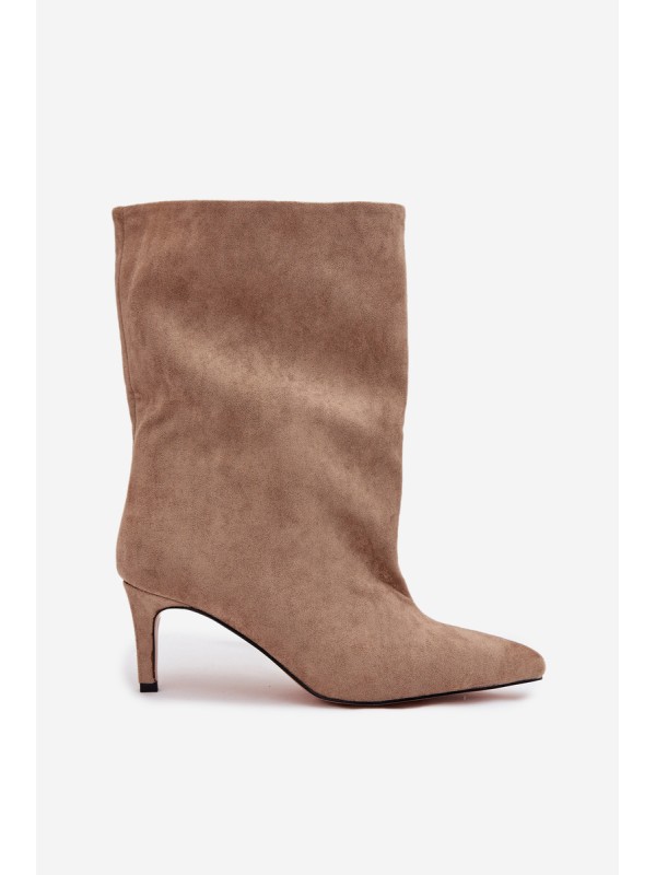 Slip-on Women's Heeled Boots Beige Solvienne