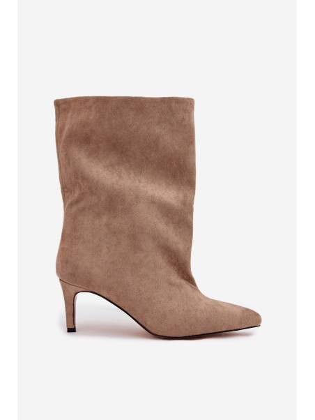 Slip-on Women's Heeled Boots Beige Solvienne