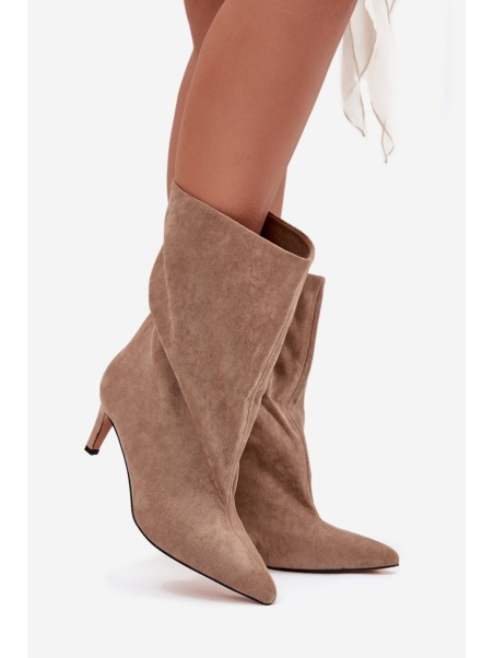 Slip-on Women's Heeled Boots Beige Solvienne