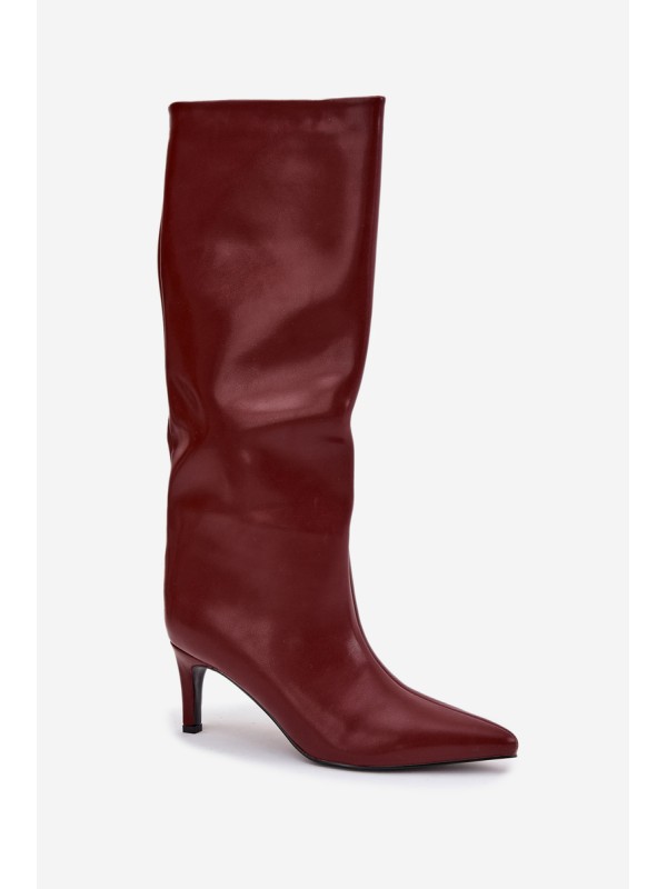 Women's Slip-On Insulated Boots on Heel Bordeaux Olive 2