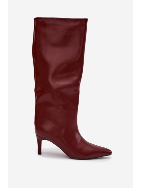 Women's Slip-On Insulated Boots on Heel Bordeaux Olive
