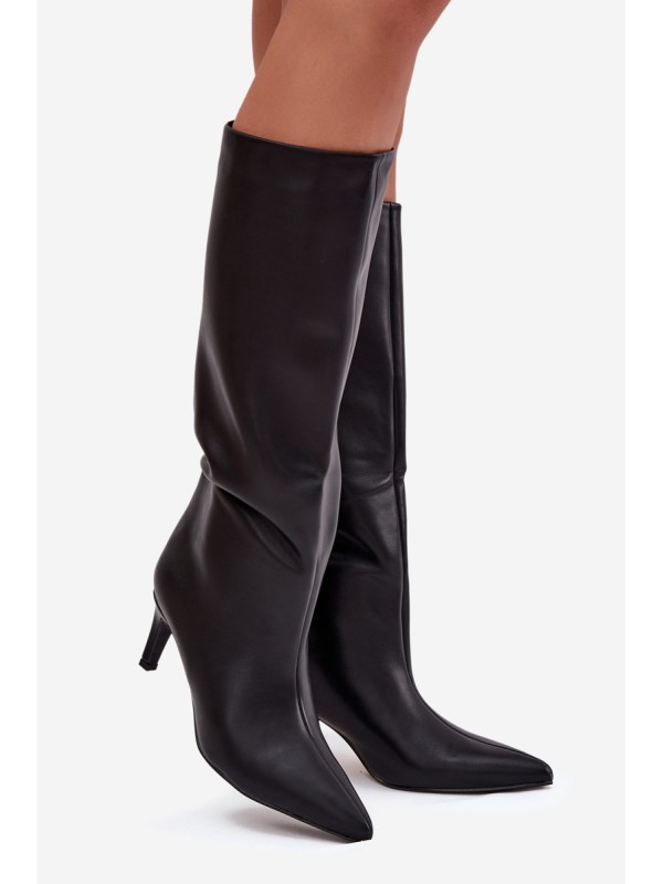 Women's Slip-On Insulated Boots on Heel Black Olive
