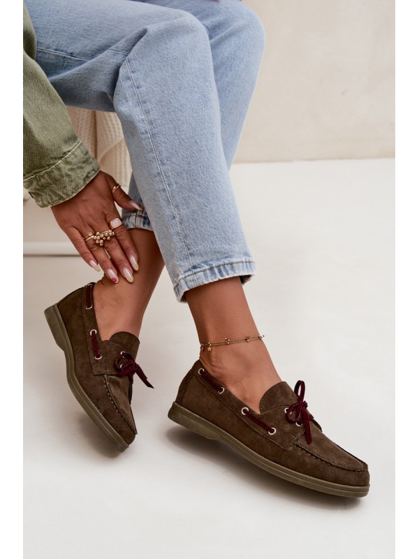 Women's Loafers With Laces Dark Green Calivra
